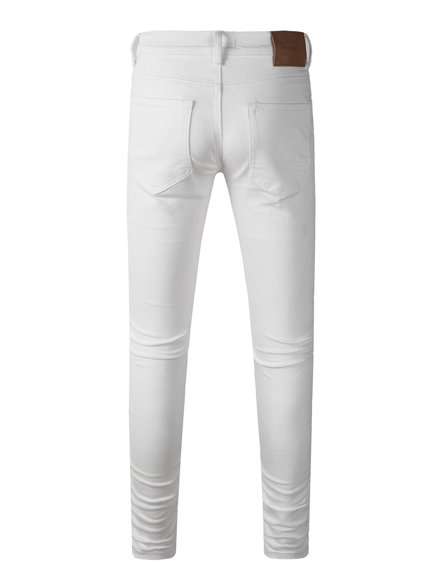 White Ripped Scratched Jeans