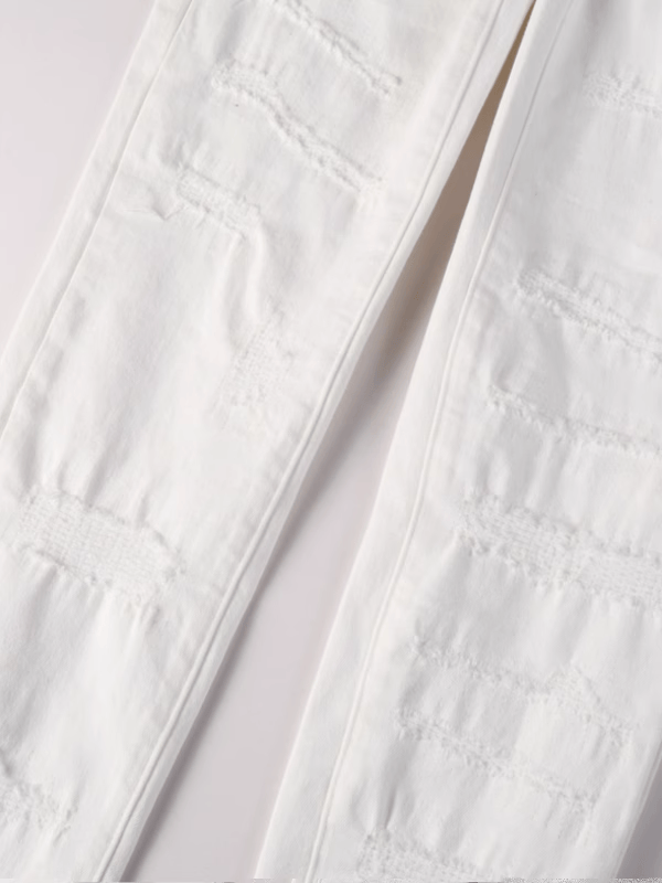 White Ripped Scratched Jeans