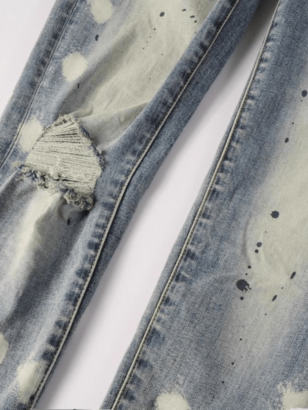 Light Blue Washed Paint Jeans