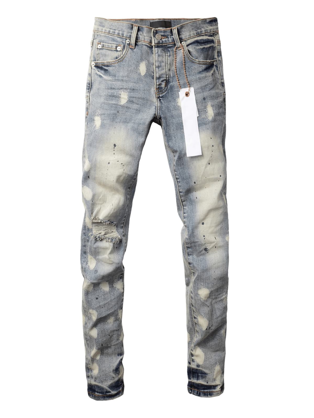 Light Blue Washed Paint Jeans