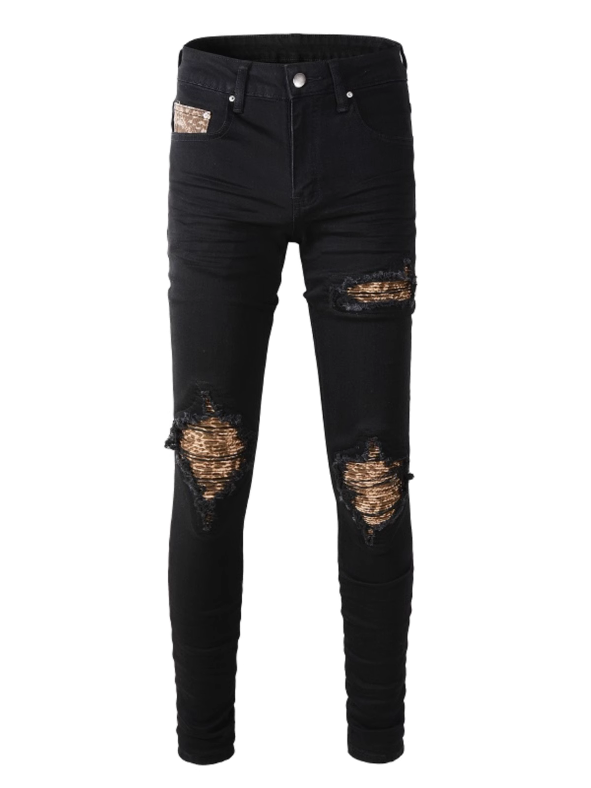 Black Ripped Patch Jeans