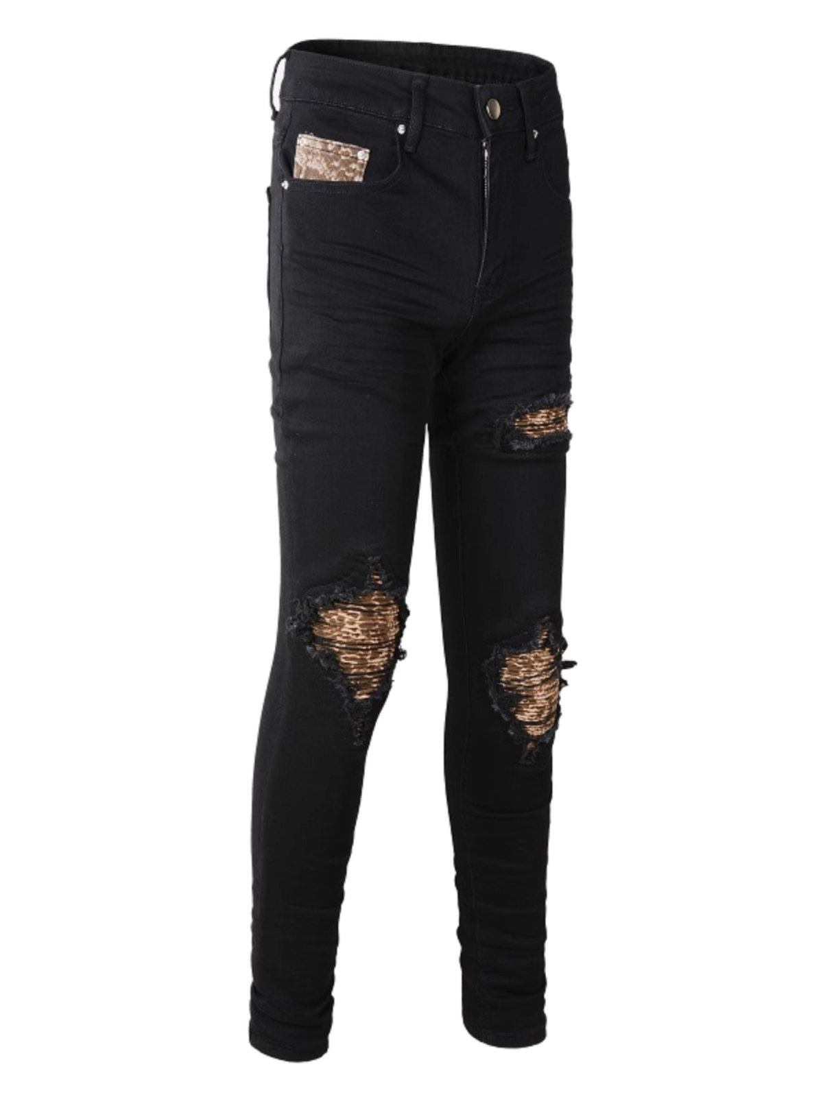 Black Ripped Patch Jeans