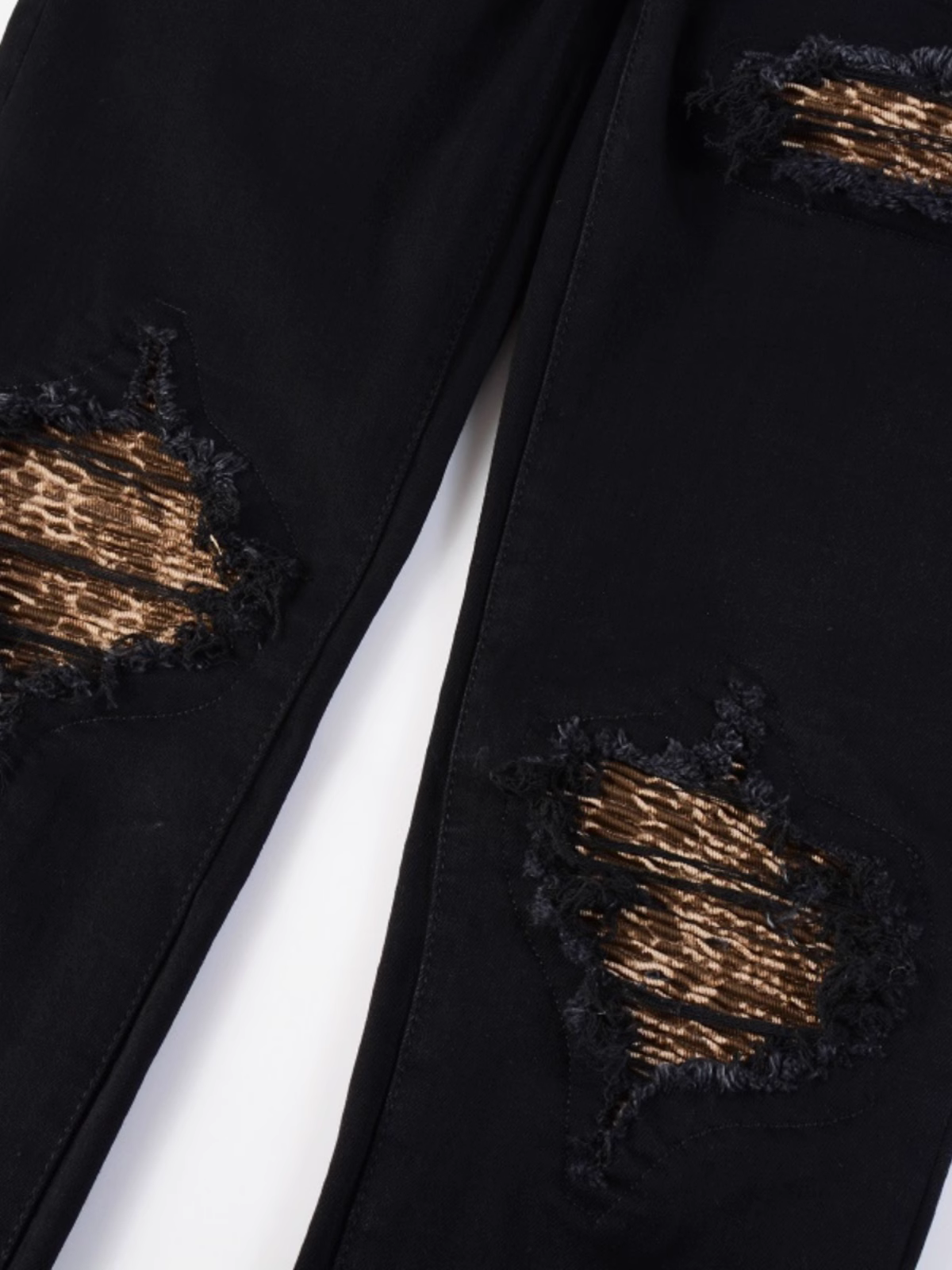 Black Ripped Patch Jeans