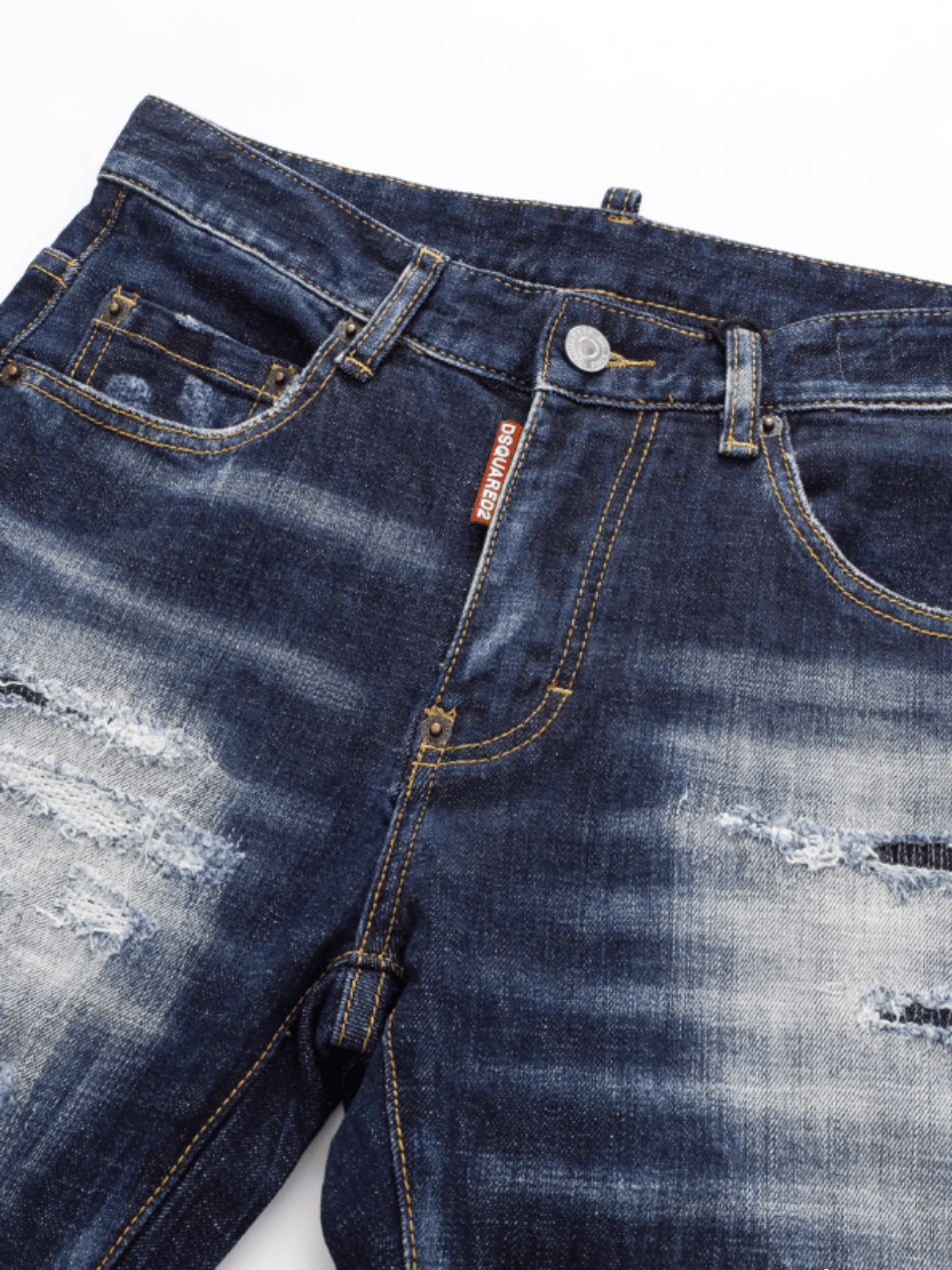 Blue & White Ripped Jeans