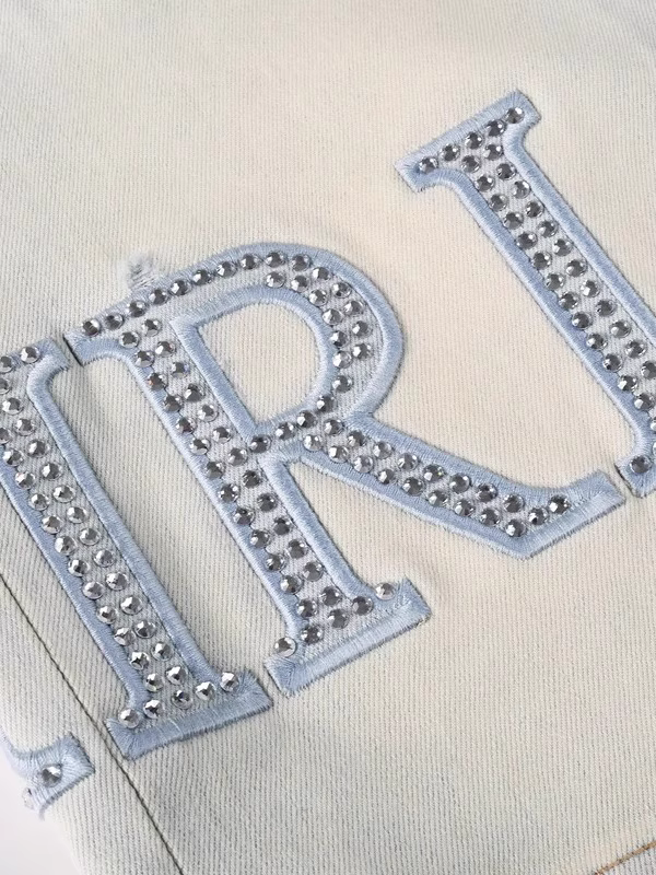 White Rhinestone Writing Jeans
