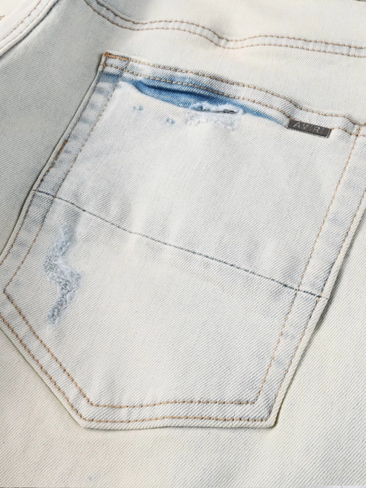 White Rhinestone Writing Jeans