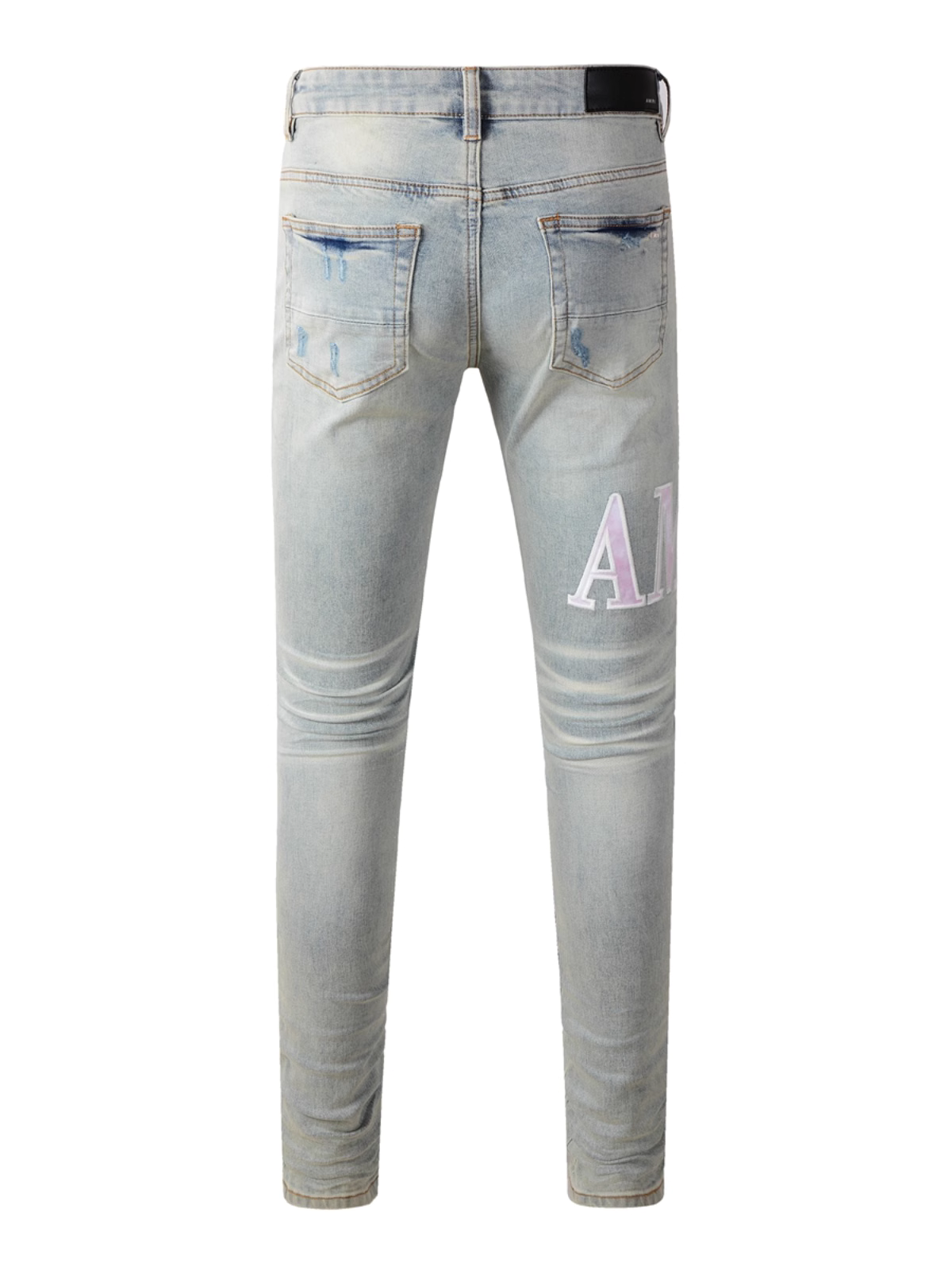 Light Blue Ripped Writing Jeans