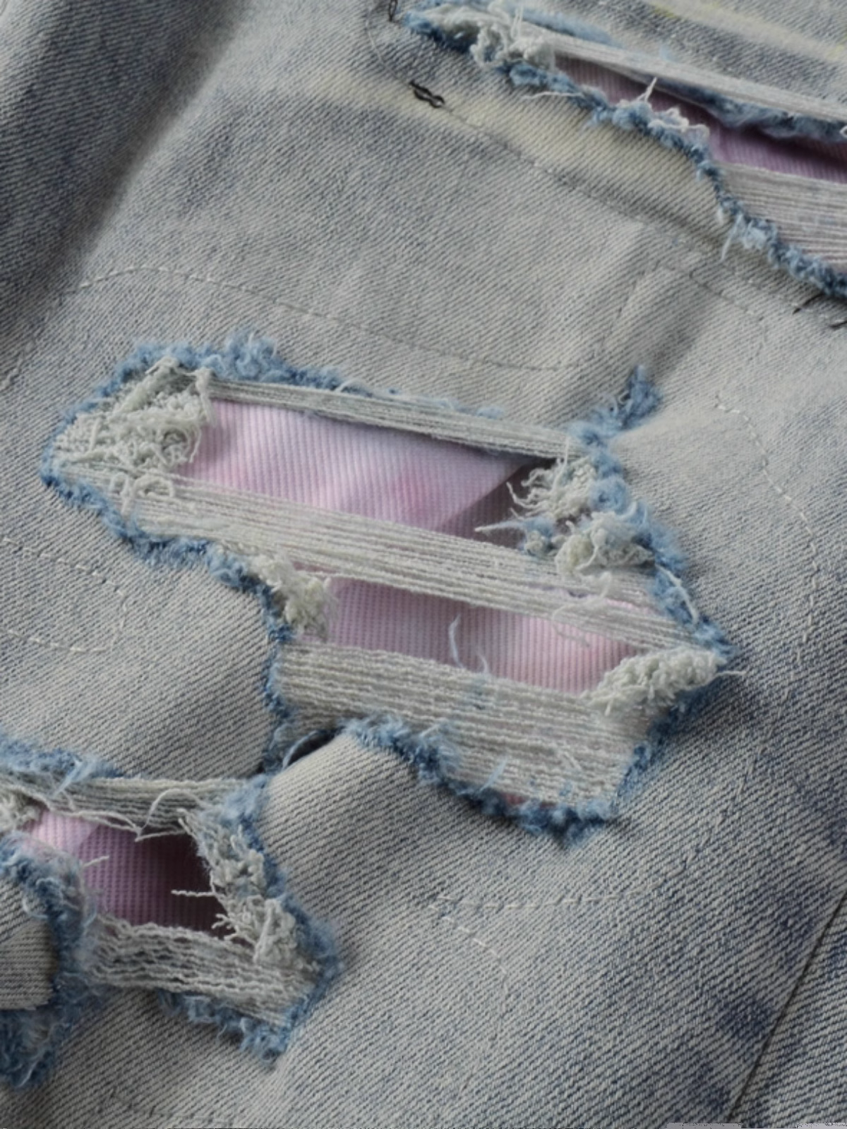 Light Blue Ripped Writing Jeans