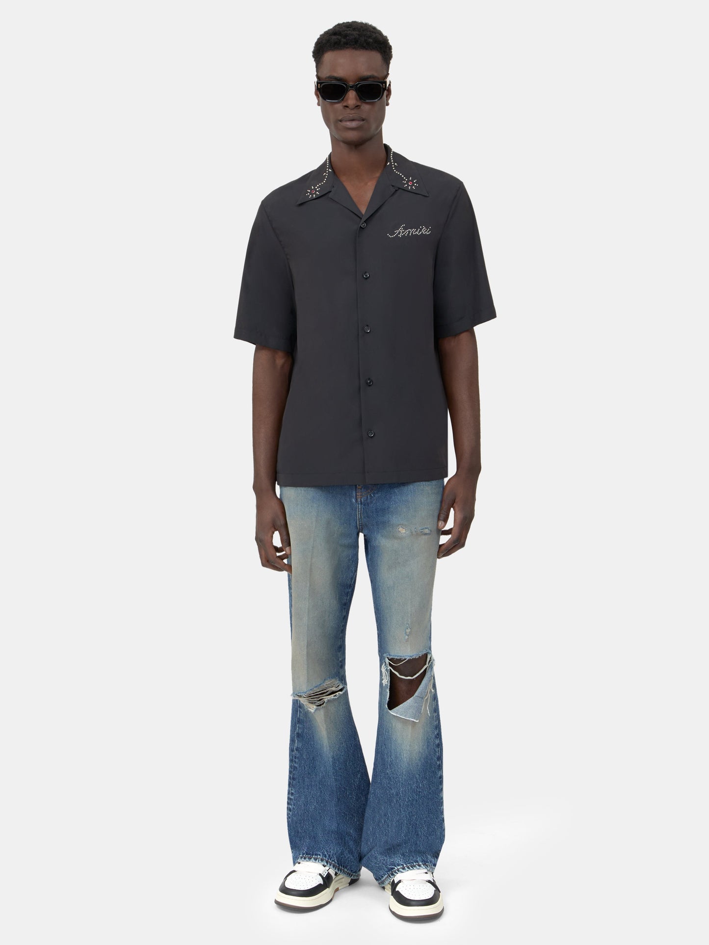 SLASHED BOOT CUT JEAN - Denim Lapis