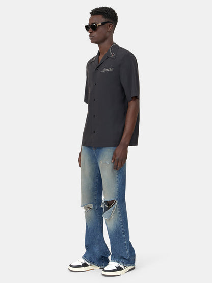 SLASHED BOOT CUT JEAN - Denim Lapis