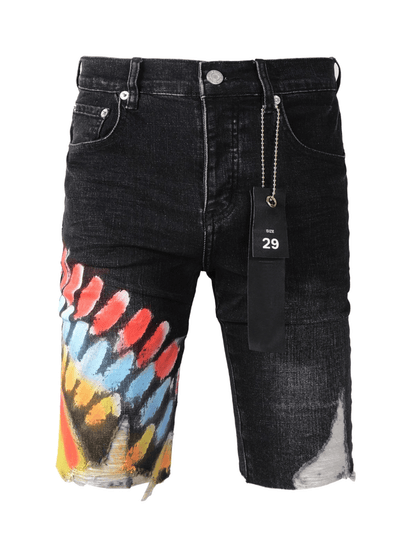 Black Graphic Paint Jeans