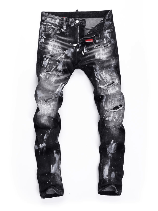 Washed Paint Ripped Jeans