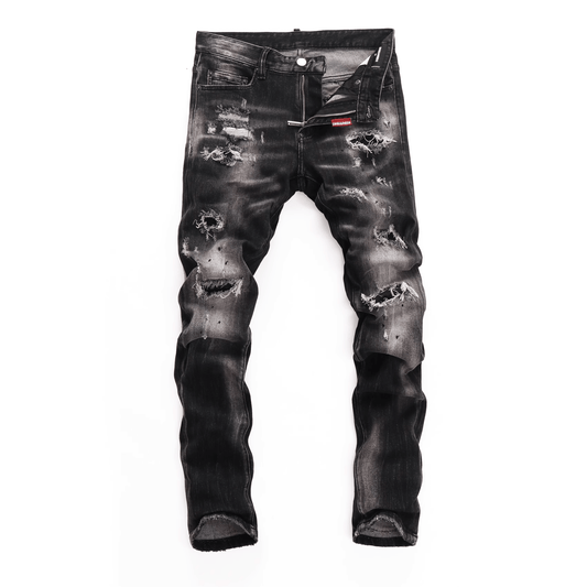 Black Grey Ripped Jeans
