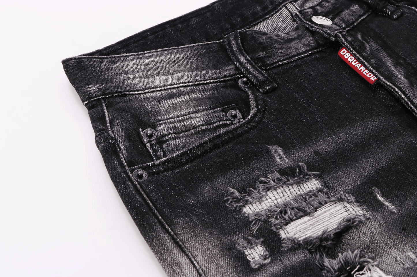 Black Grey Ripped Jeans