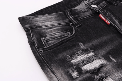 Black Grey Ripped Jeans
