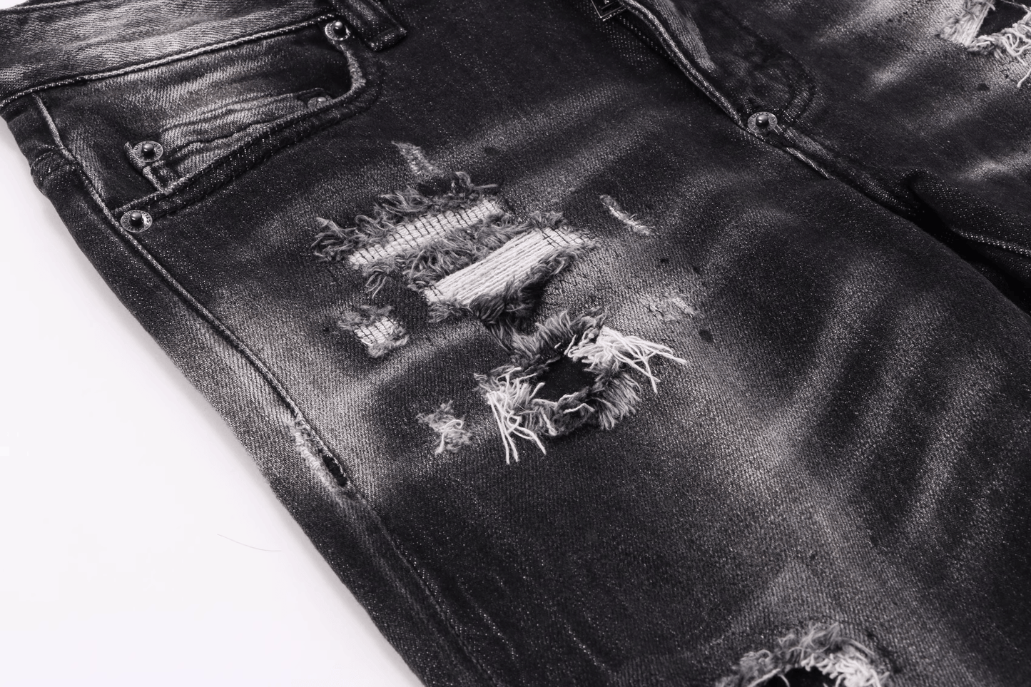 Black Grey Ripped Jeans