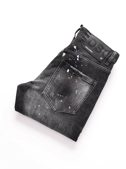 Black Gray Paint Jeans