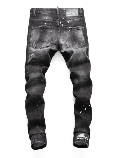 Black Gray Paint Jeans