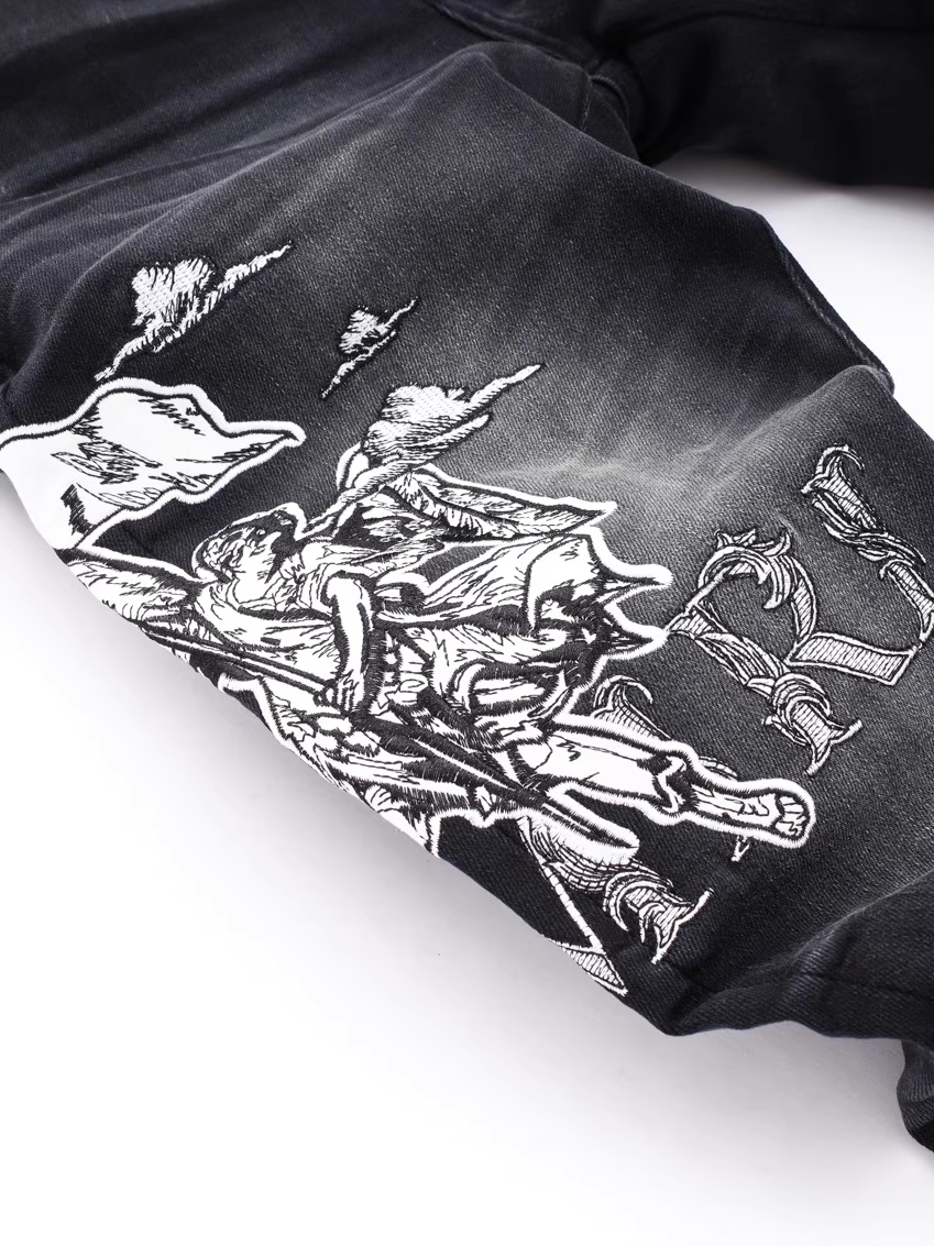 Black Gray Graphic Jeans