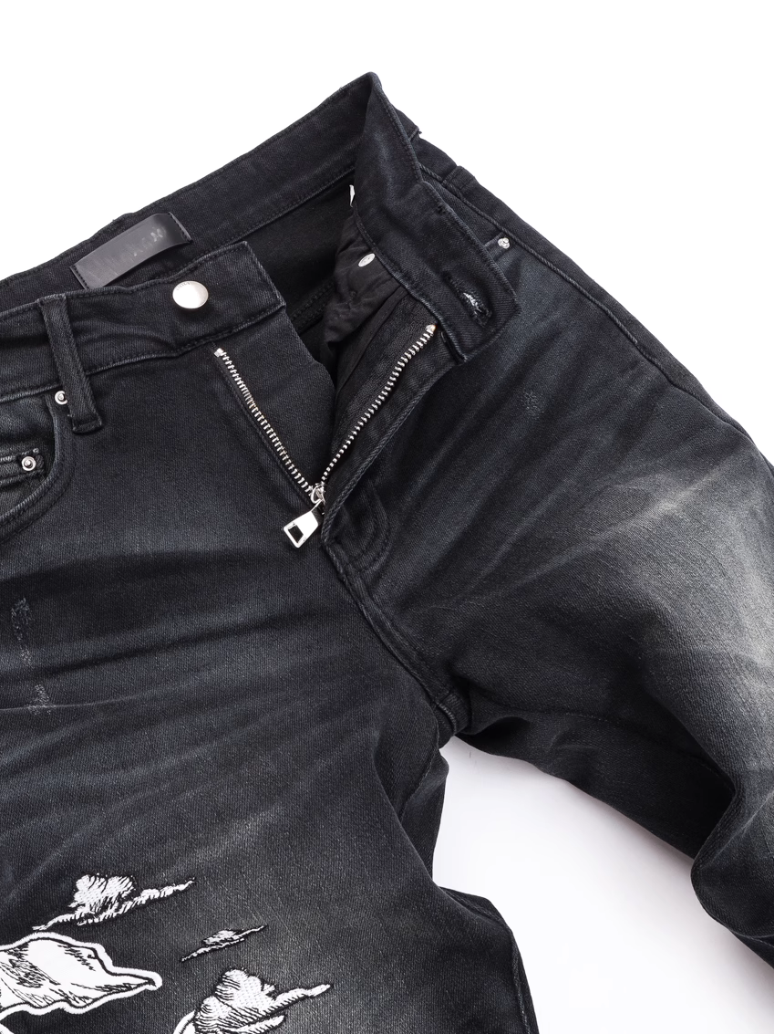 Black Gray Graphic Jeans