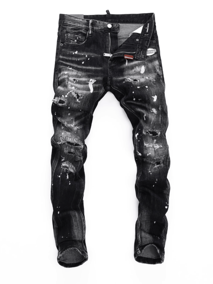 Black Gray Patch Jeans