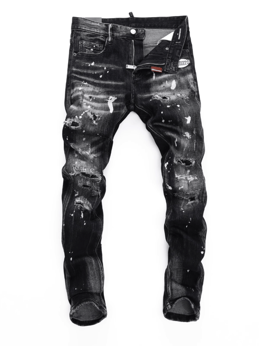 Black Gray Patch Jeans