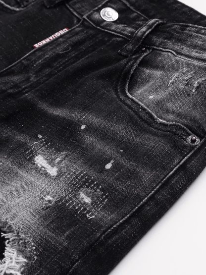 Black Gray Washed Classic Jeans