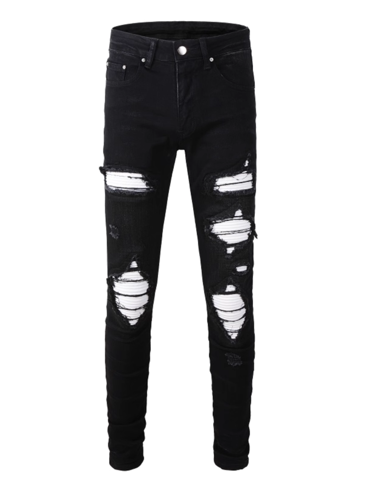 Black Ripped White Patch Jeans