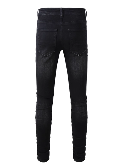 Black Ripped White Patch Jeans