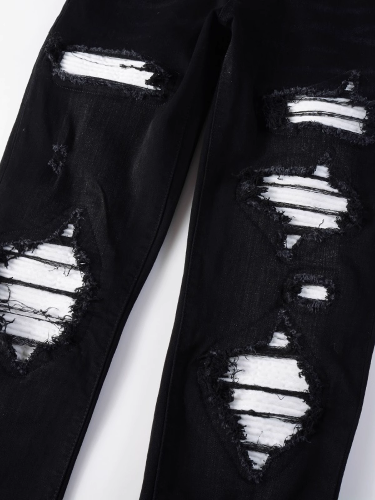 Black Ripped White Patch Jeans