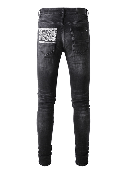 Black Ripped Patch Jeans