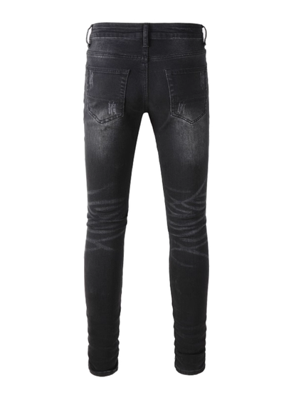 Black Ripped White Patch Jeans