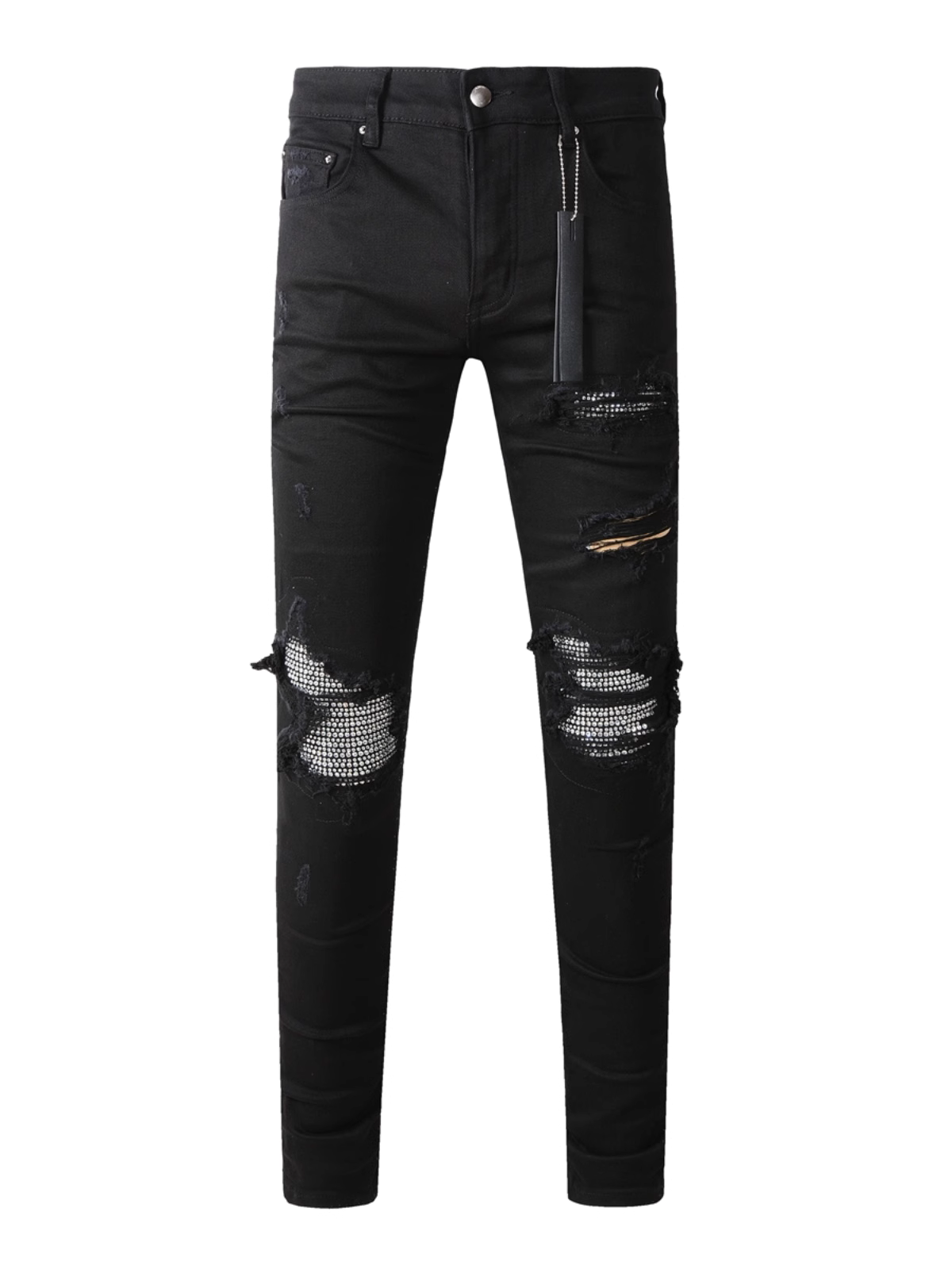 Black Ripped Patch Jeans