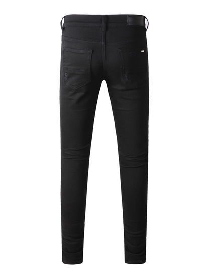 Black Ripped Patch Jeans