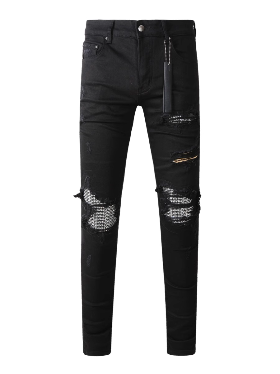 Black Ripped Patch Jeans