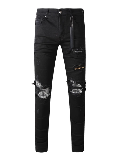 Black Ripped Patch Jeans