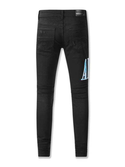 Black Writing Patch Jeans