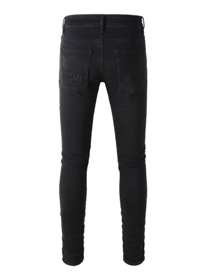 Black Ripped Green Patch Jeans