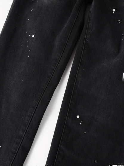 Black Splash Paint Jeans