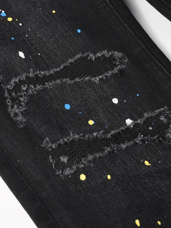 Black Paint Patch Jeans