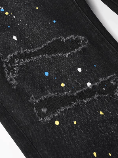 Black Paint Patch Jeans