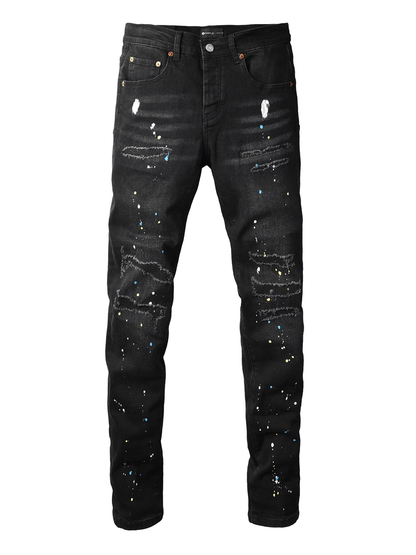 Black Paint Patch Jeans
