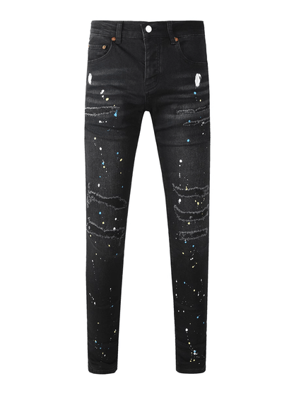 Black Paint Patch Jeans