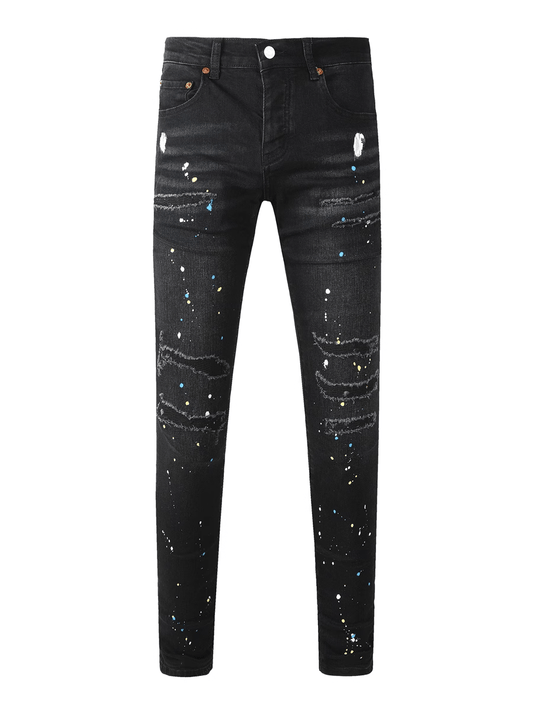 Black Paint Patch Jeans