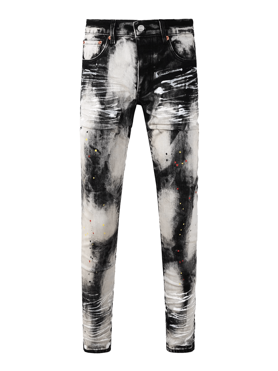 Black Graphic Paint Jeans