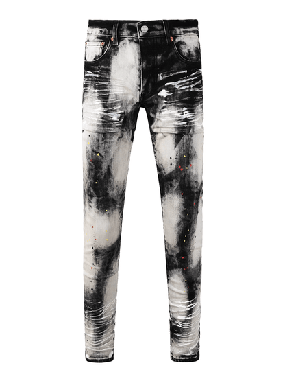 Black Graphic Paint Jeans