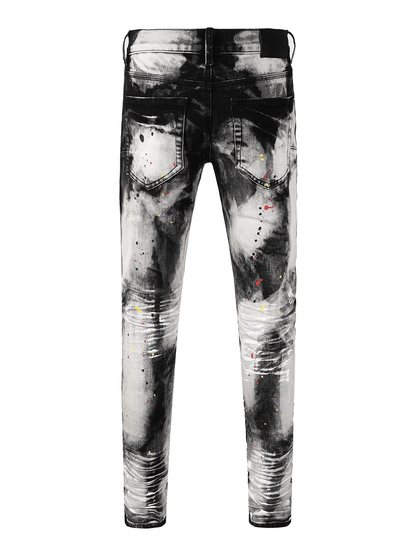 Black Graphic Paint Jeans