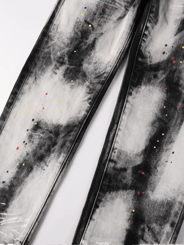 Black Graphic Paint Jeans