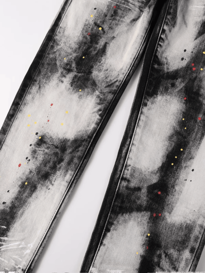 Black Graphic Paint Jeans