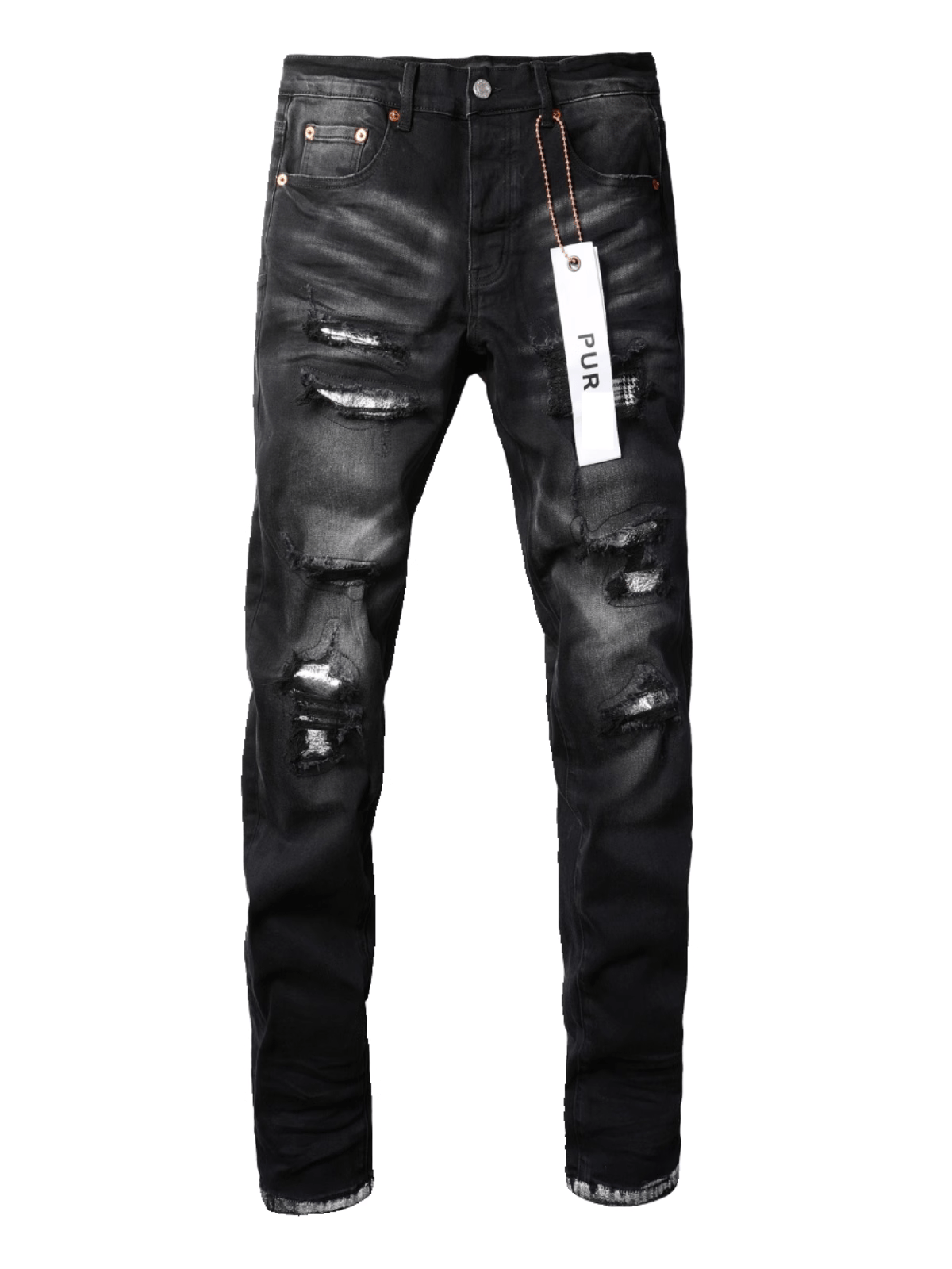 Black White Patch Jeans